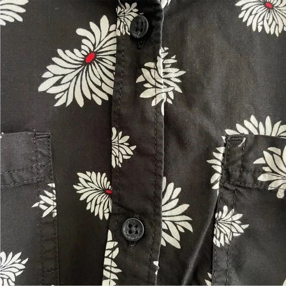 Vans floral blouse button up down shirt flower crop cropped - Picture 4 of 6